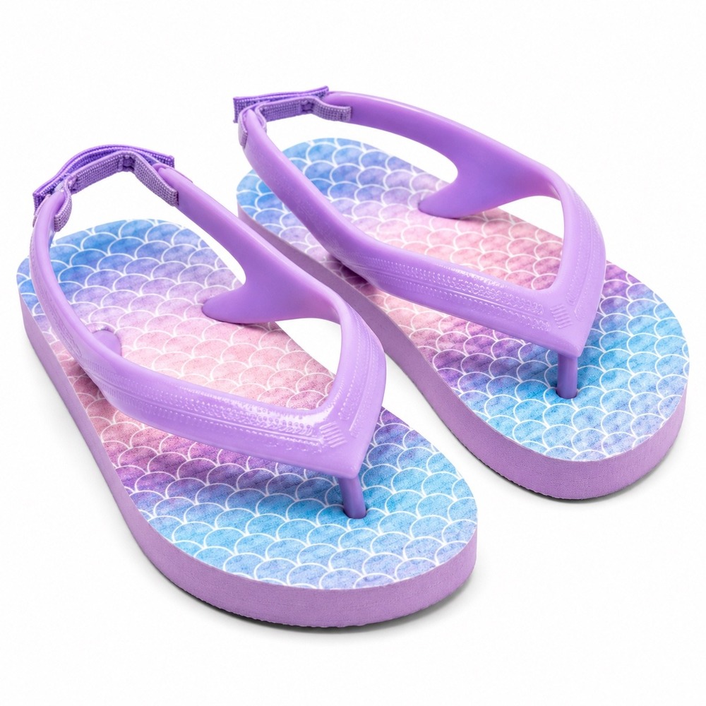 Old Navy Toddler Girls Mermaid Scale Flip Flops Purple Pink Blue Size 5/6